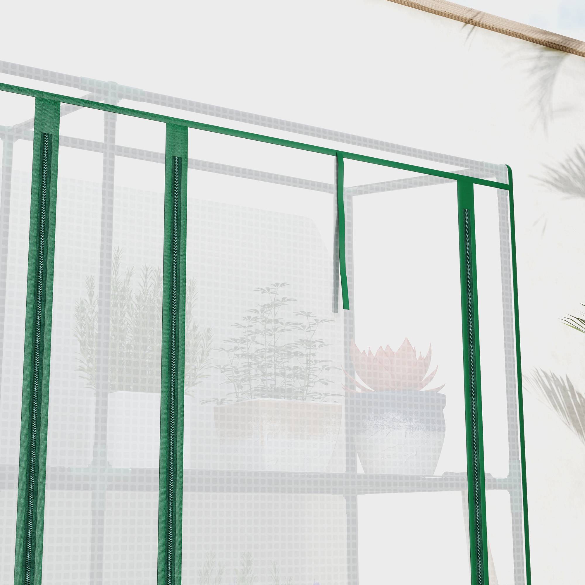 Mini serre de jardin PE balcons 3 étagères portes enroulables 215x46x151cm blanc - ComfortXL Outdoor Living - Image 10
