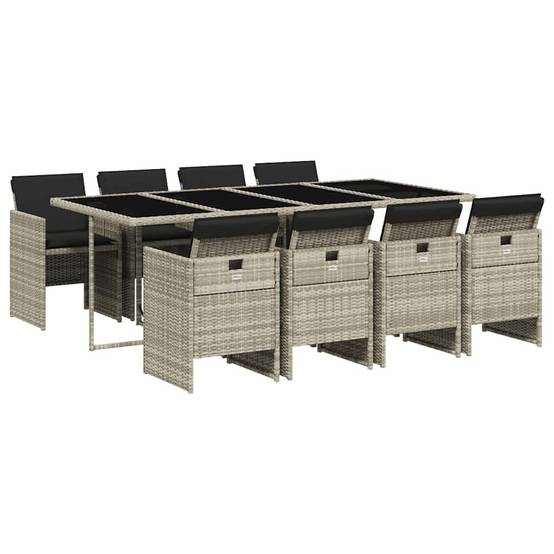 Salon de jardin 8 personnes résine tressée table verre encastrable gris clair – ComfortXL Outdoor Living - Image 2