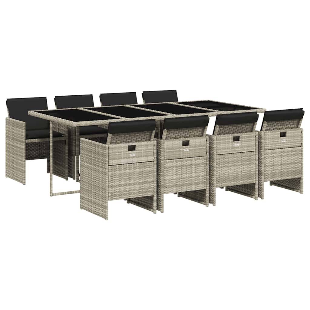 Salon de jardin 8 personnes résine tressée table verre encastrable gris clair – ComfortXL Outdoor Living - Image 2