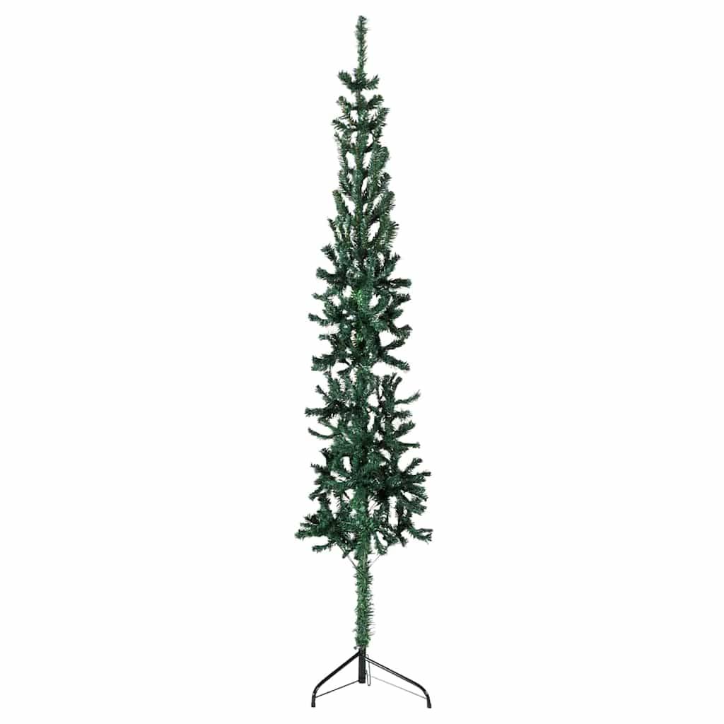 Demi Sapin de Noël | Arbre de Noël artificiel mince avec support Vert 180 cm Maison Chic - Image 2