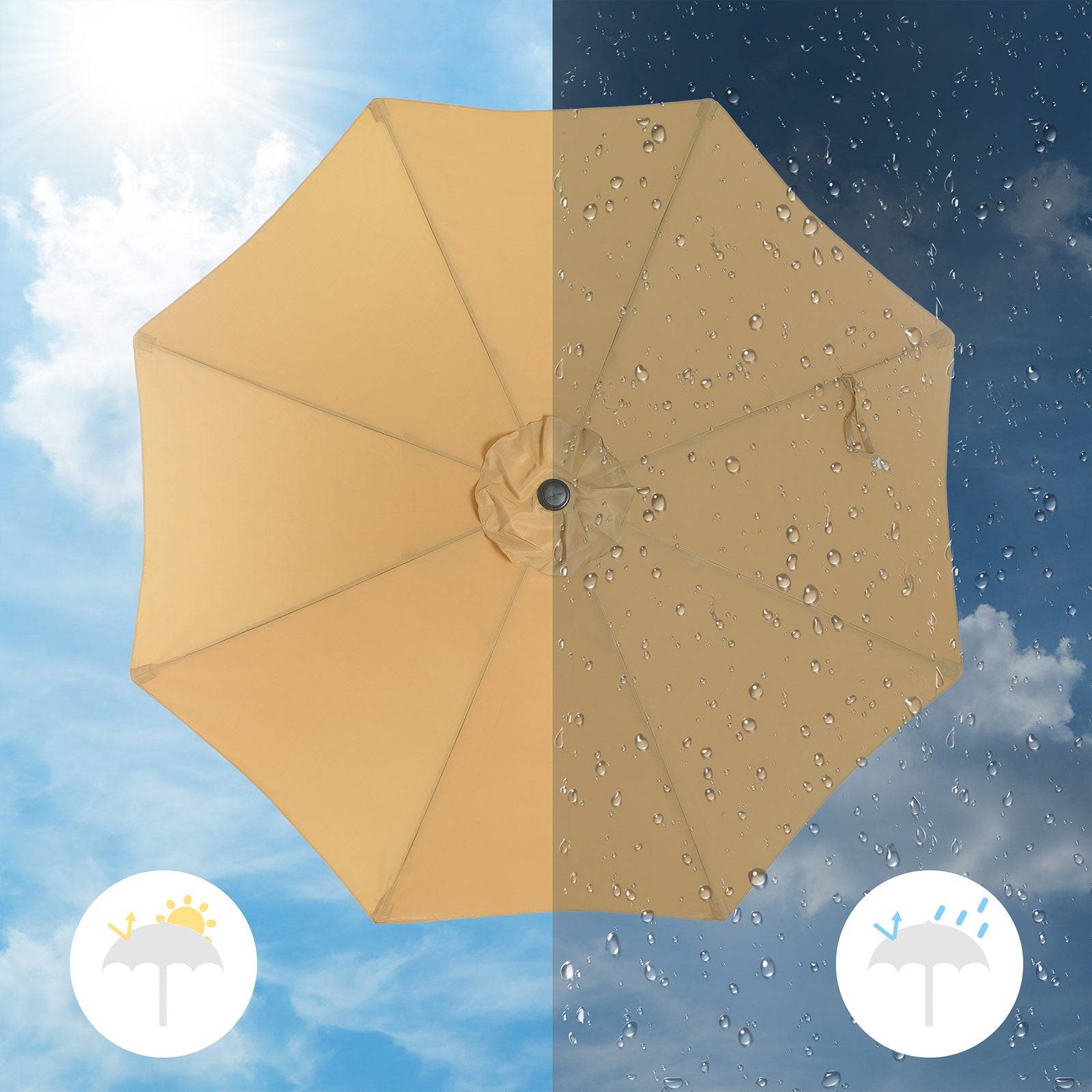 Helloshop26 - Parasol de jardin diamètre 3 m ombrelle protection UPF 50+ toile polyester octogonale inclinable manivelle balcon terrasse piscine plage sans socle t - Imagen 3