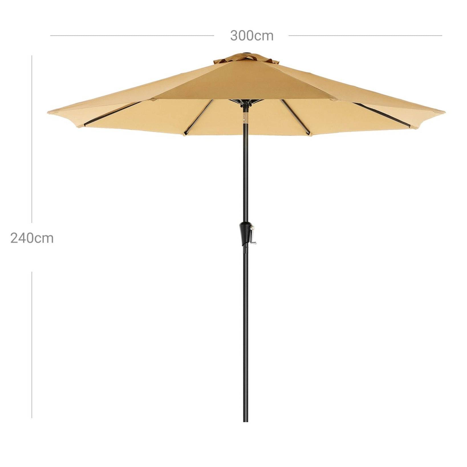 Helloshop26 - Parasol de jardin diamètre 3 m ombrelle protection UPF 50+ toile polyester octogonale inclinable manivelle balcon terrasse piscine plage sans socle t - Imagen 4
