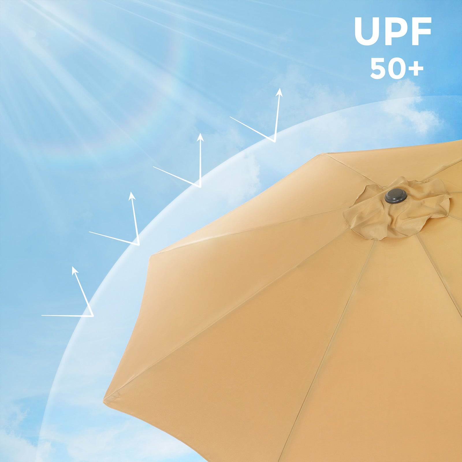 Helloshop26 - Parasol de jardin diamètre 3 m ombrelle protection UPF 50+ toile polyester octogonale inclinable manivelle balcon terrasse piscine plage sans socle t - Imagen 2