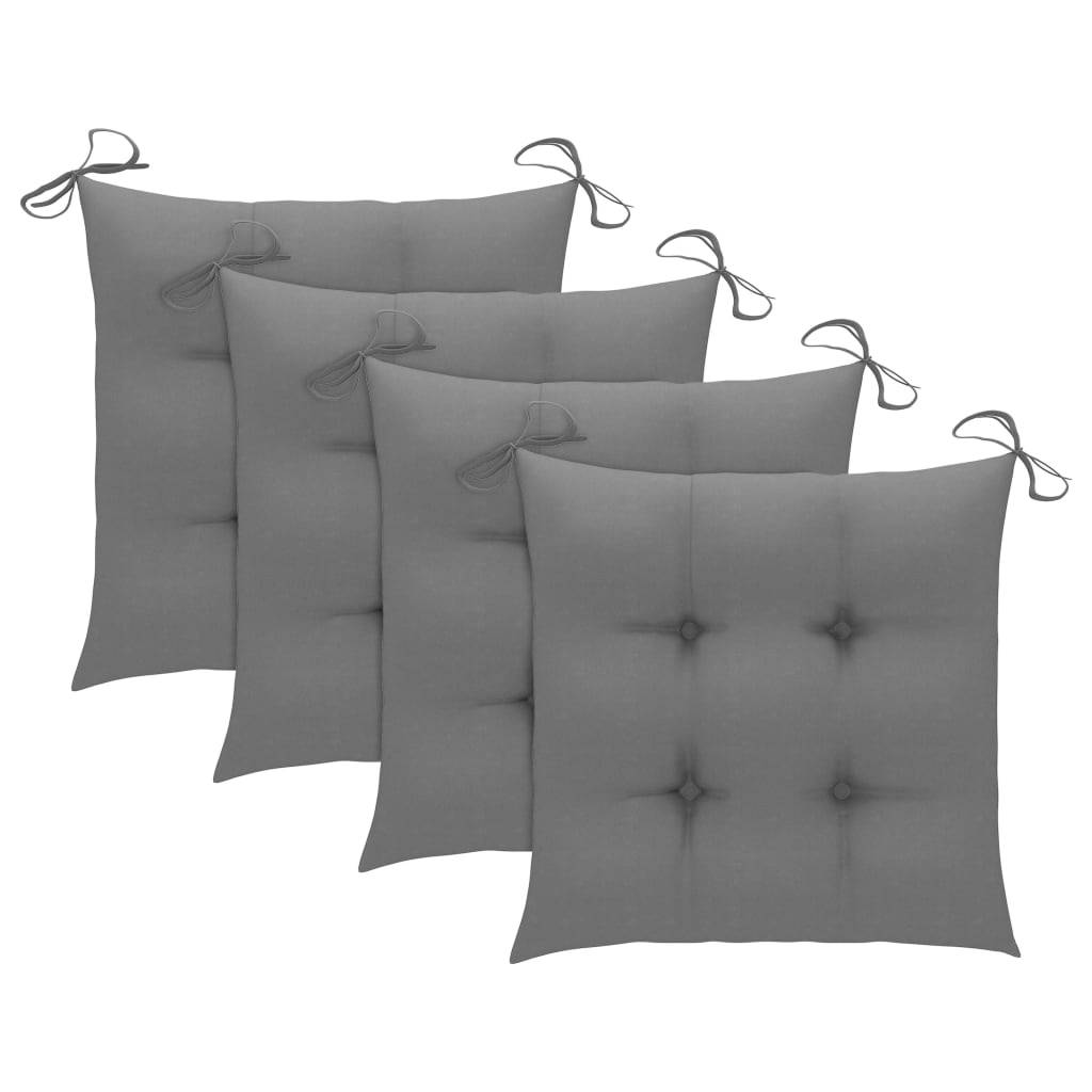 Vidaxl - Chaises pliantes avec coussins gris, 4 pièces, en teck massif vidaXL 3062584 - Imagen 8