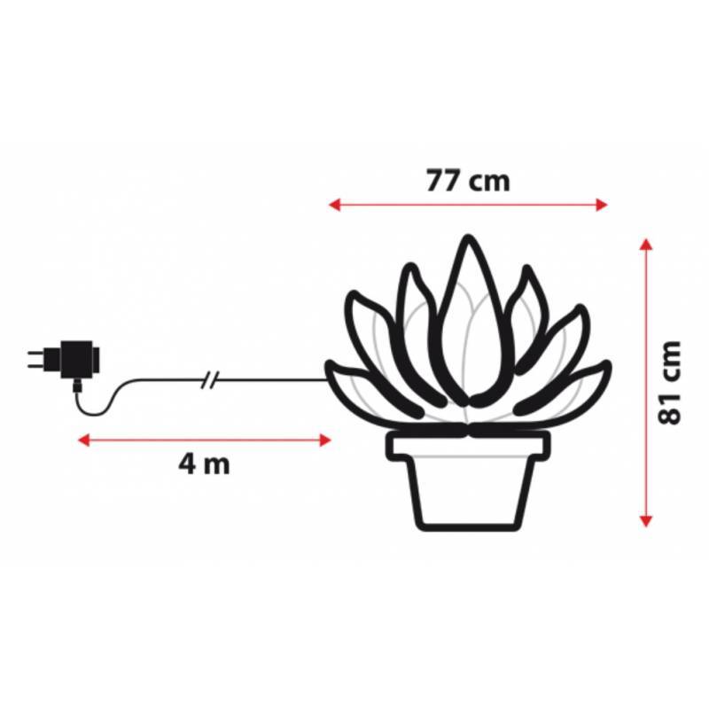 Lotti - Lampe néon déco plante en pot 81x77 cm 672 leds blanc chaud / vert Lotti - Imagen 3