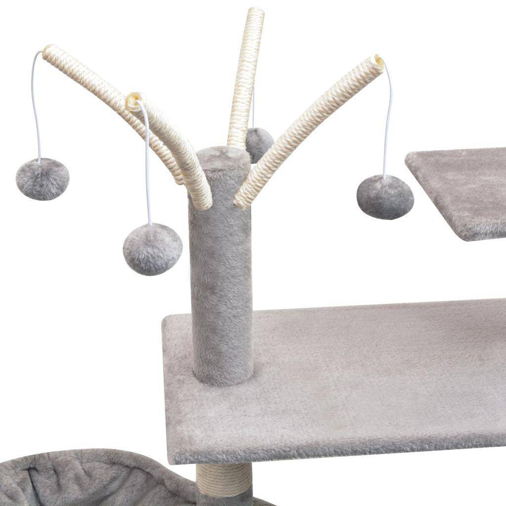 Helloshop26 - Arbre à chat griffoir grattoir niche jouet animaux peluché en sisal 125 cm gris - Imagen 4