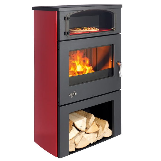 Poêle à bois GODIN Grand Chinon 11kW - Noir / acier émaillé - 362115