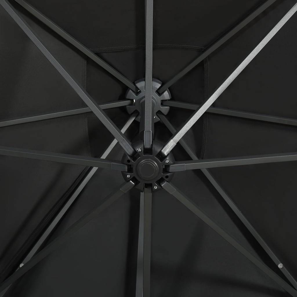 Helloshop26 - Parasol meuble de jardin déporté avec mât et lumières led 250 cm noir - Imagen 5