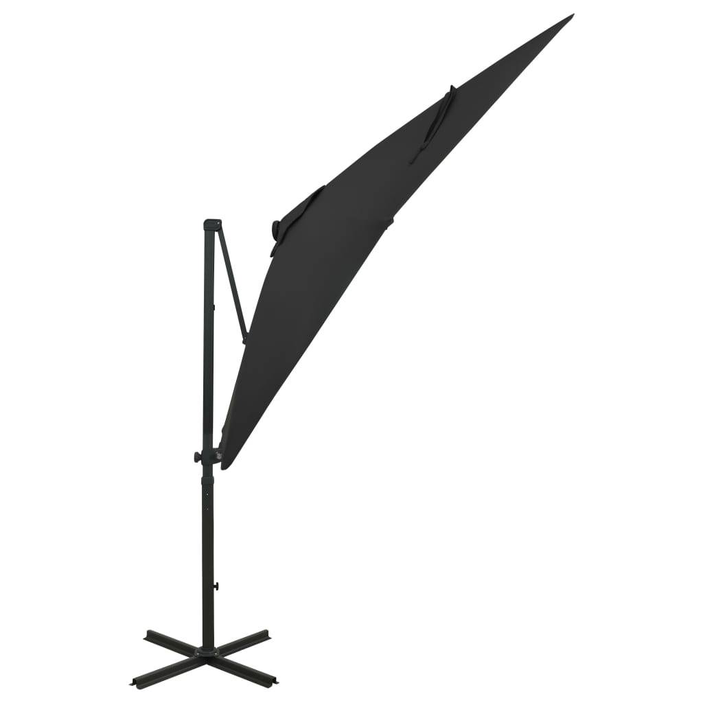 Helloshop26 - Parasol meuble de jardin déporté avec mât et lumières led 250 cm noir - Imagen 2