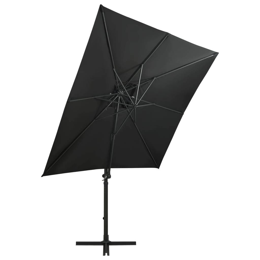 Helloshop26 - Parasol meuble de jardin déporté avec mât et lumières led 250 cm noir - Imagen 4