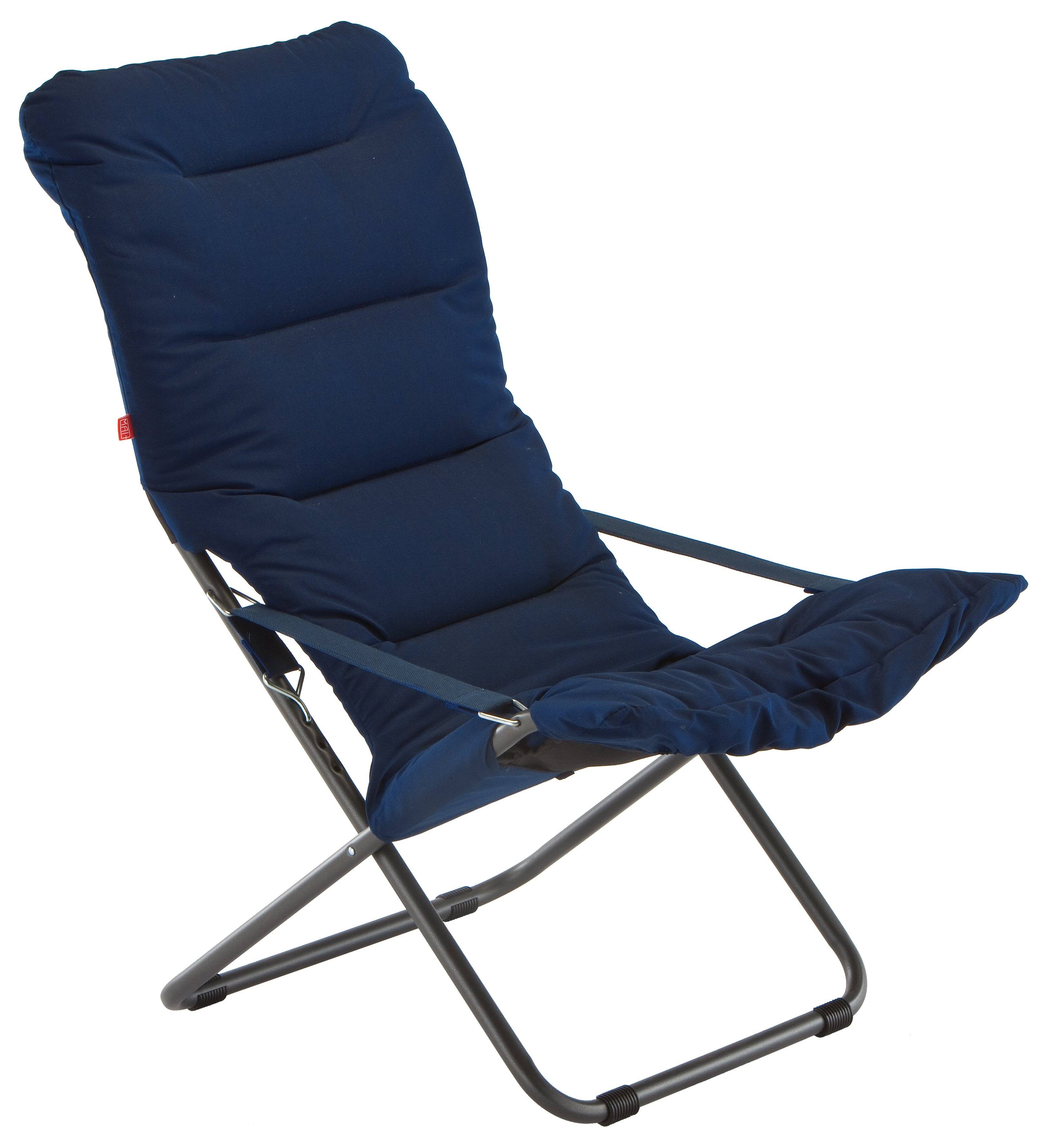 Fiam - Fauteuil FIESTA SOFT Aluminium ANTHRACITE Oléfine BLEU MARINE 86/99x62x89/105 cm FIAM