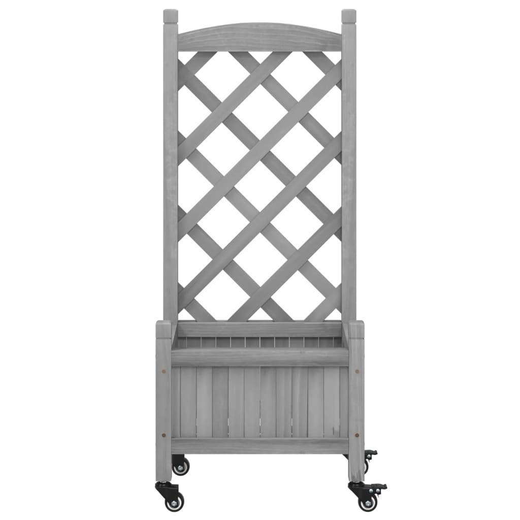 Jardinière avec treillis bois de sapin gris 40 x 30 x 97.5 cm - PANGIVO - Image 4