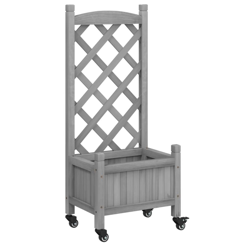 Jardinière avec treillis bois de sapin gris 40 x 30 x 97.5 cm - PANGIVO - Image 2