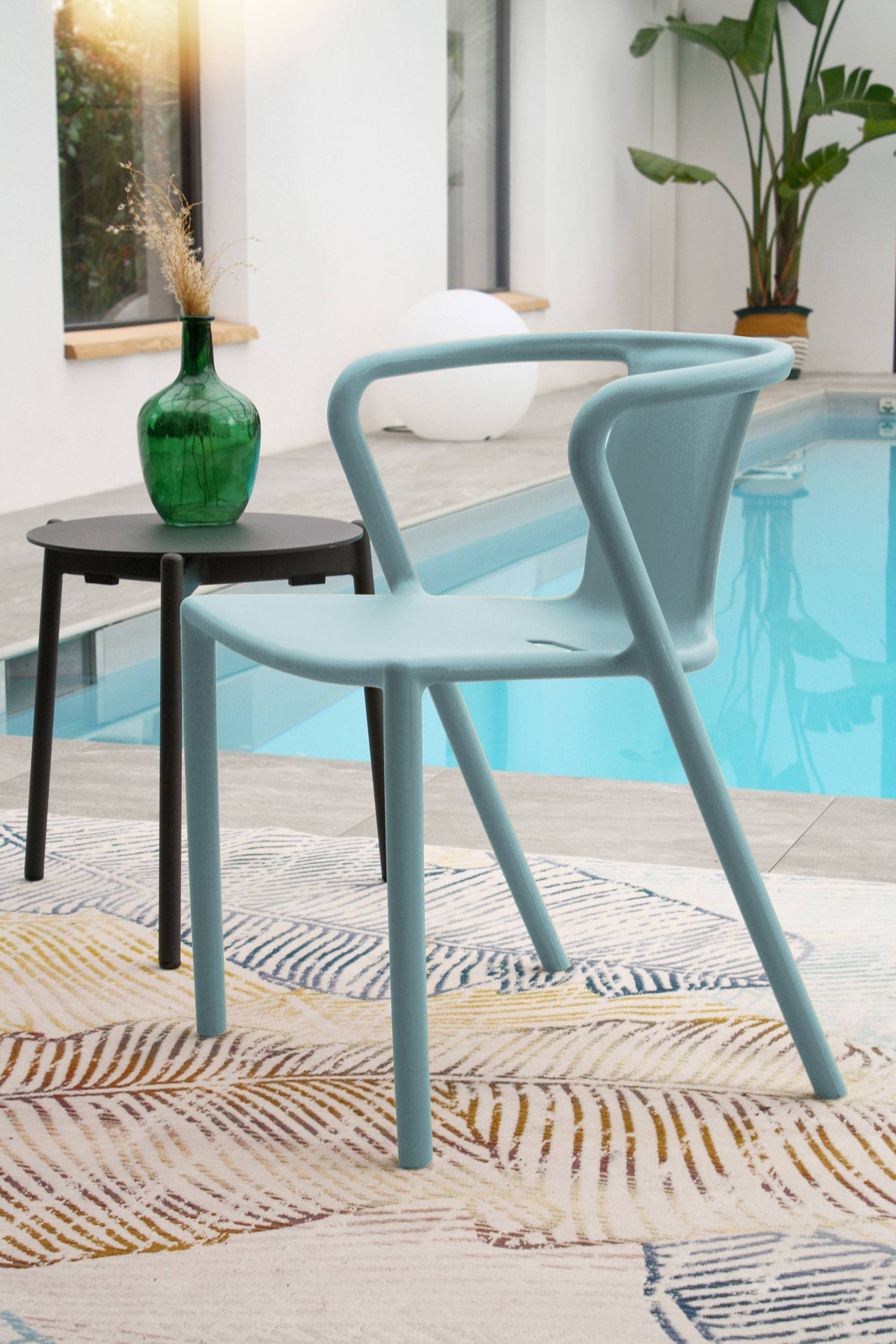 Fauteuil de jardin empilable en Polypropylène - Bleu azur - DIEGO - Image 6