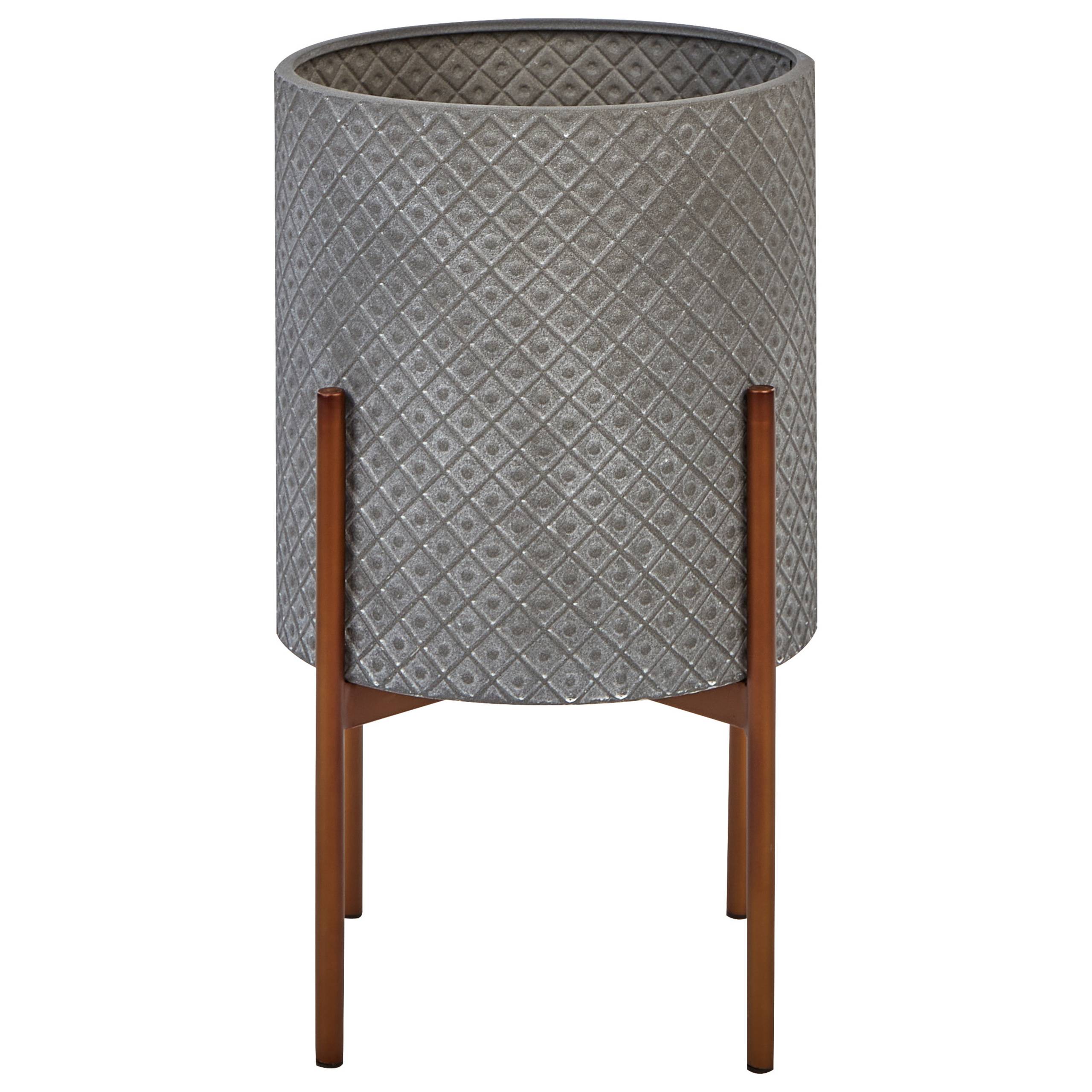 Beliani - Pot de Fleurs Gris en Métal 31 x 31 x 52 cm Extérieur Intérieur Style Moderne Industriel - Imagen 1