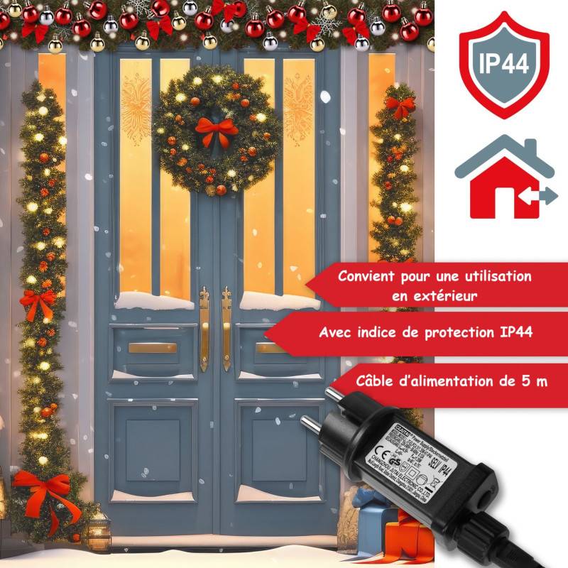 BB Loisir - Guirlande de Noël 5m éclairage 100 LED blanc chaud et boules de Noël Telecommande - Image 2