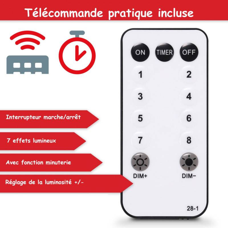 BB Loisir - Guirlande de Noël 5m éclairage 100 LED blanc chaud et boules de Noël Telecommande - Image 4