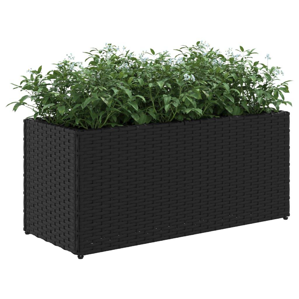 ComfortXL - Jardinière rectangulaire Résine Tressée 2 Bacs pour Balcon Terrasse 72x30x32 cm Noir - ComfortXL Outdoor Living - Image 4