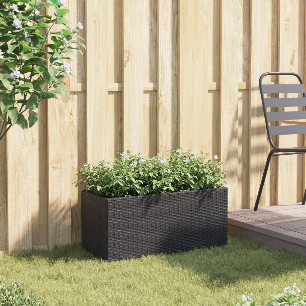 ComfortXL - Jardinière rectangulaire Résine Tressée 2 Bacs pour Balcon Terrasse 72x30x32 cm Noir - ComfortXL Outdoor Living - Image 3