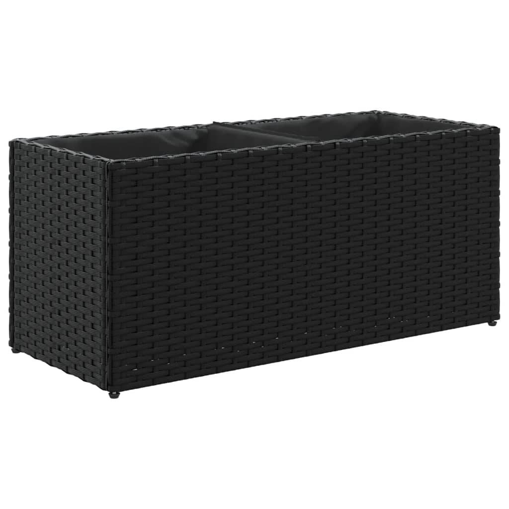 ComfortXL - Jardinière rectangulaire Résine Tressée 2 Bacs pour Balcon Terrasse 72x30x32 cm Noir - ComfortXL Outdoor Living - Image 2