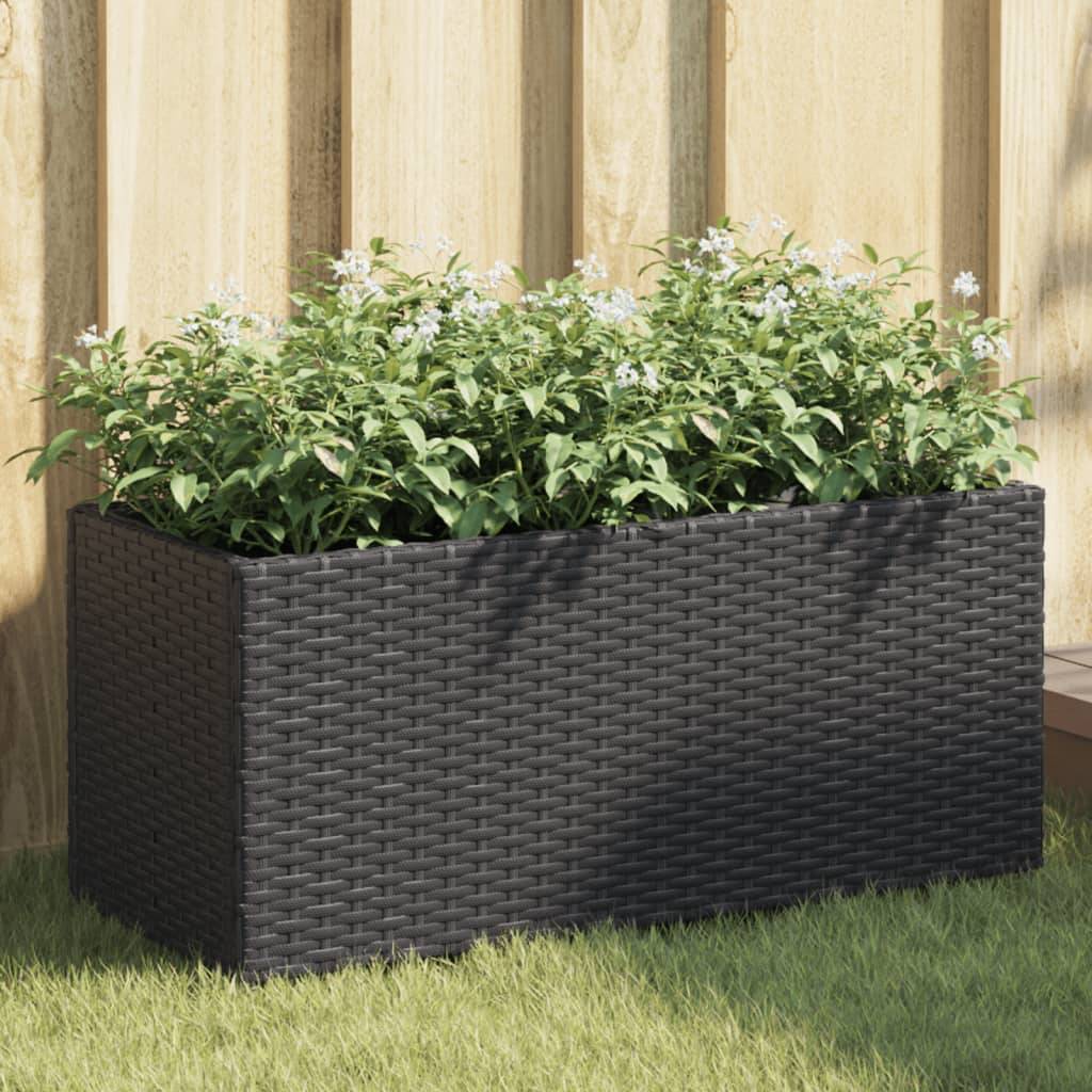 ComfortXL - Jardinière rectangulaire Résine Tressée 2 Bacs pour Balcon Terrasse 72x30x32 cm Noir - ComfortXL Outdoor Living - Image 1