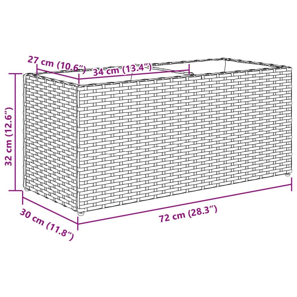 ComfortXL - Jardinière rectangulaire Résine Tressée 2 Bacs pour Balcon Terrasse 72x30x32 cm Noir - ComfortXL Outdoor Living - Image 6