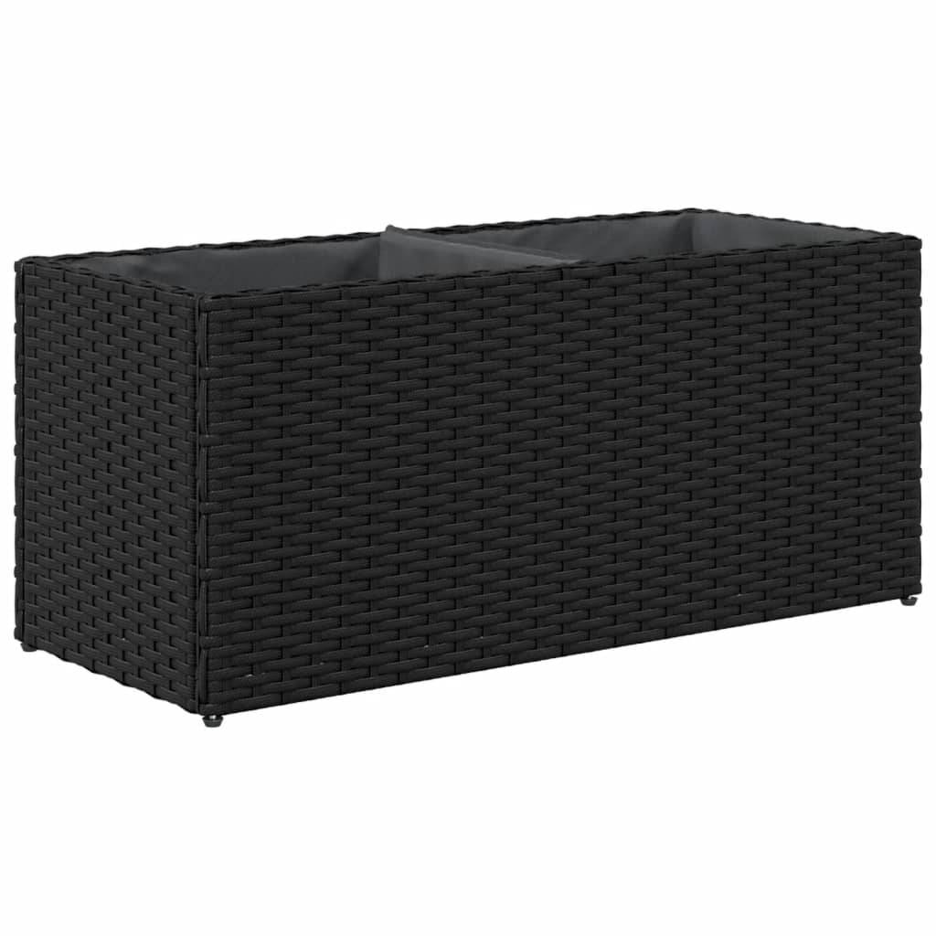 ComfortXL - Jardinière rectangulaire Résine Tressée 2 Bacs pour Balcon Terrasse 72x30x32 cm Noir - ComfortXL Outdoor Living - Image 7