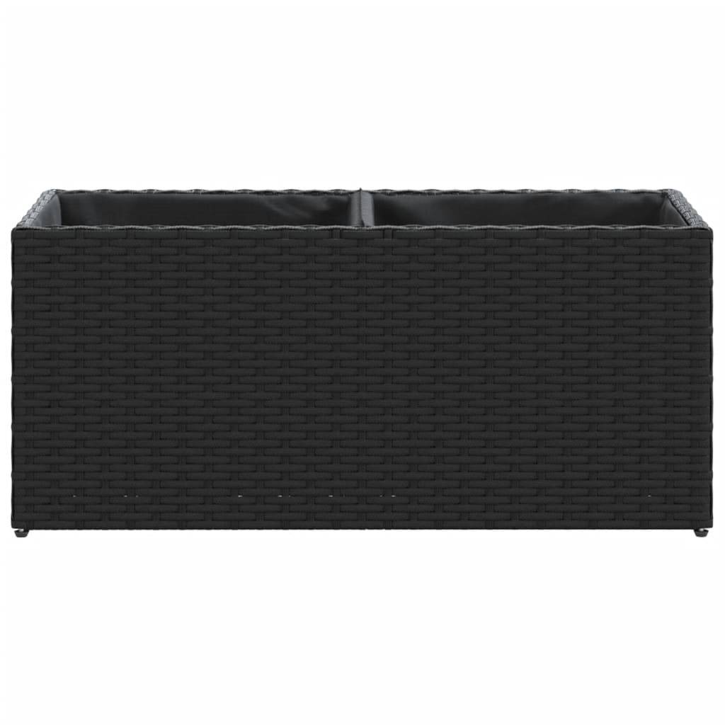 ComfortXL - Jardinière rectangulaire Résine Tressée 2 Bacs pour Balcon Terrasse 72x30x32 cm Noir - ComfortXL Outdoor Living - Image 5