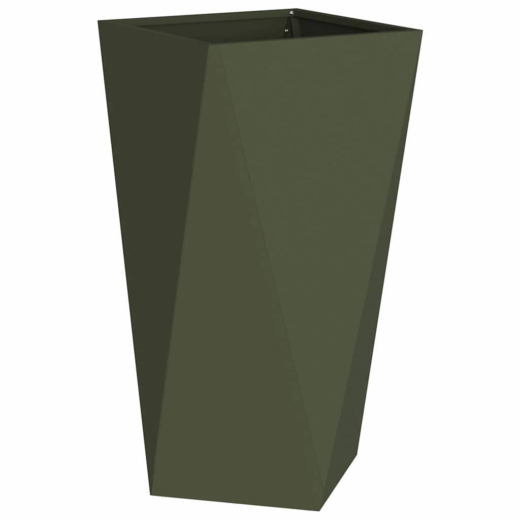 Jardinière acier vert olive 40 x 40 x 75 cm - PANGIVO - Image 2