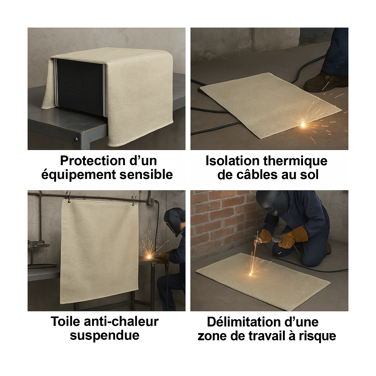 Bâche de soudure anti-chaleur 550 °C - Fibre de verre 2x1 m - Couverture de soudage M0 certifiée - Image 3