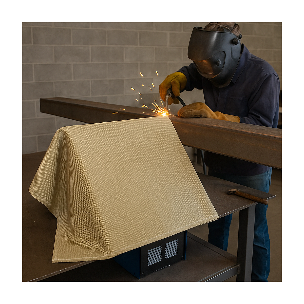 Bâche de soudure anti-chaleur 550 °C - Fibre de verre 2x1 m - Couverture de soudage M0 certifiée - Image 4