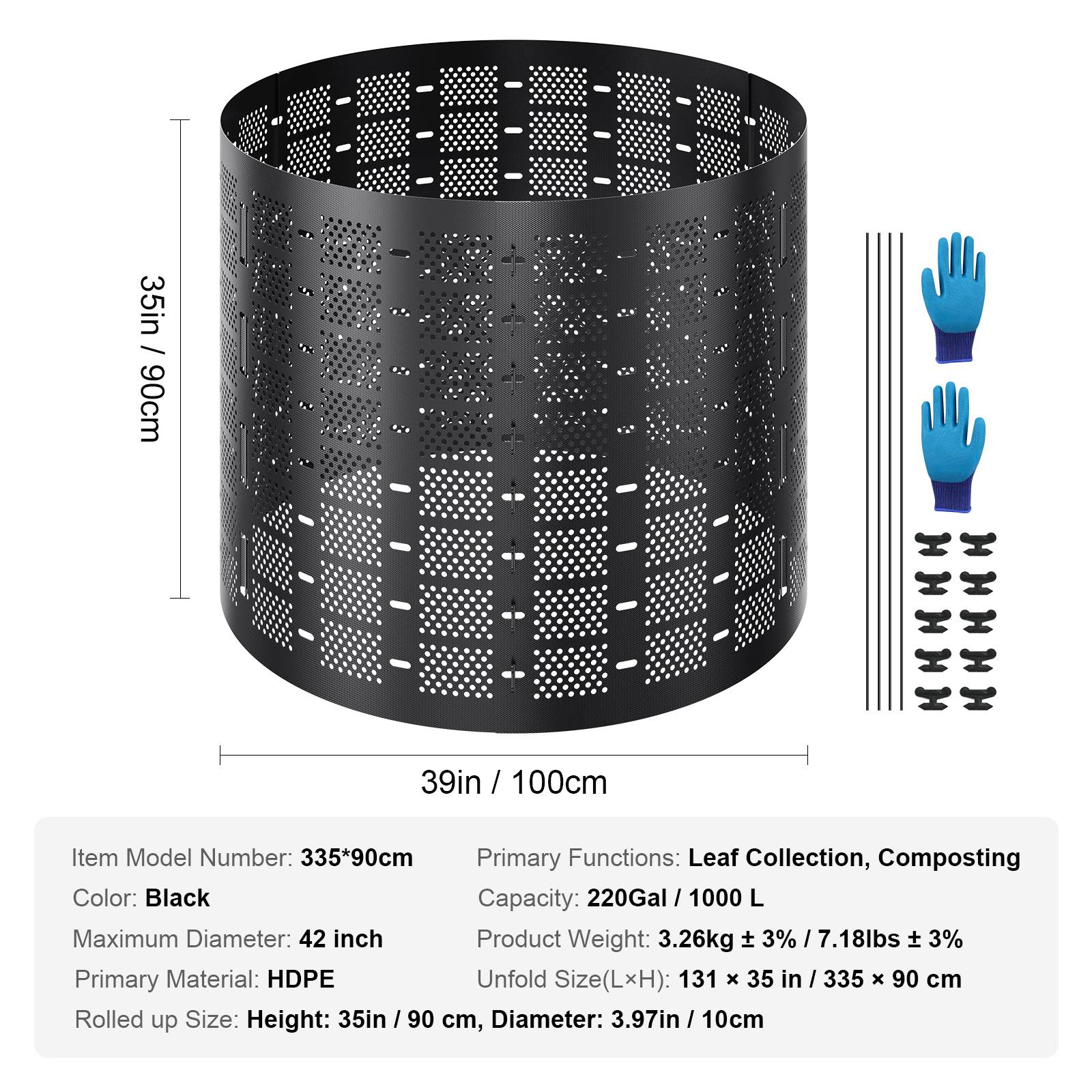 VEVOR Bac à Compost Composteur de Jardin Extérieur 1000 L Facile à Installer - Image 7