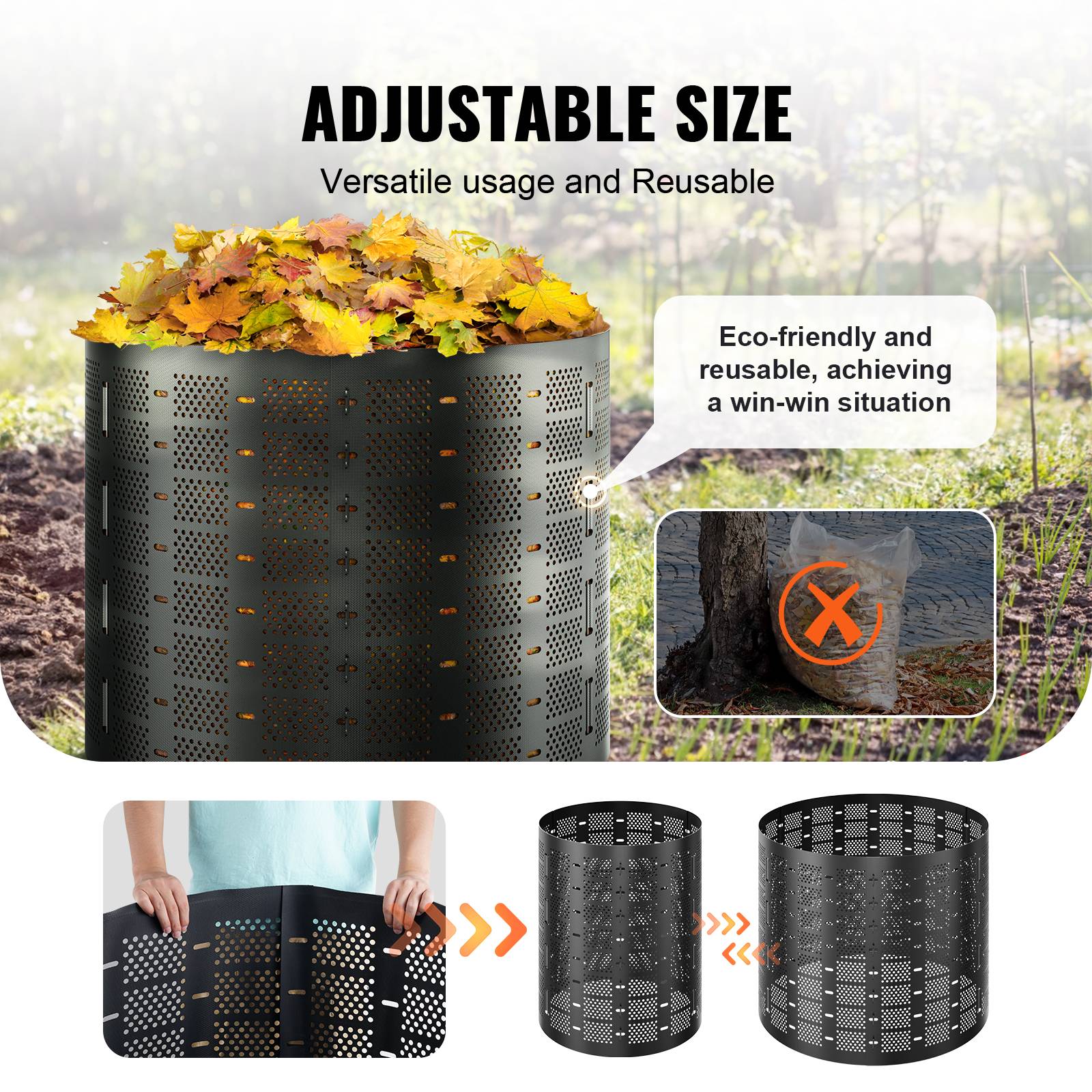 VEVOR Bac à Compost Composteur de Jardin Extérieur 1000 L Facile à Installer - Image 5