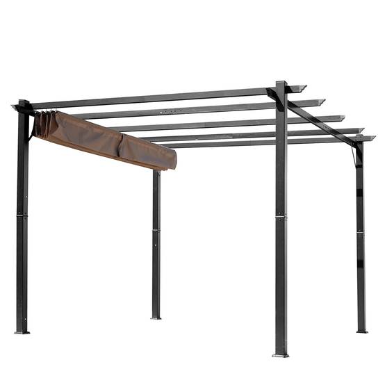 ComfortXL - Tonnelle pergola aluminium jardin toit rétractable réglable 3x4m gris marron - ComfortXL Outdoor Living - Image 2