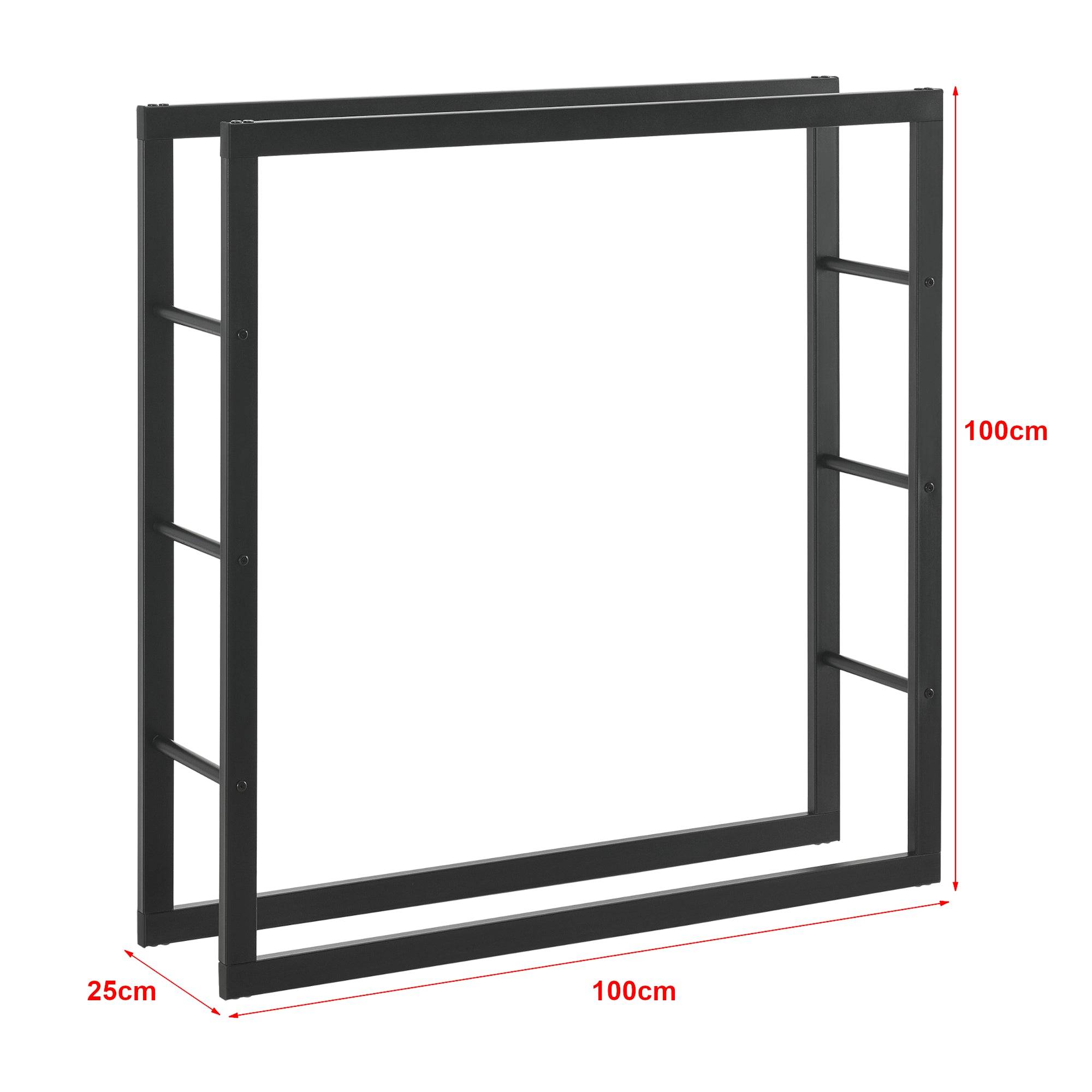 Helloshop26 - Range-bûches pour usage intérieur extérieur porte-bûches design support rangement bois de chauffage en acier 100 x 25 x 100 cm noir - Imagen 2