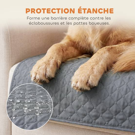 Housse de Canapé Protecteur de Meubles 3 Places Imperméable Anti-glisse avec Poches de Rangement Gris - Image 6