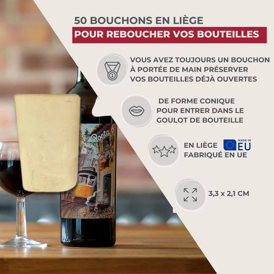 Lot de 50 bouchons de liège coniques Fackelmann Bar Concept - Image 3