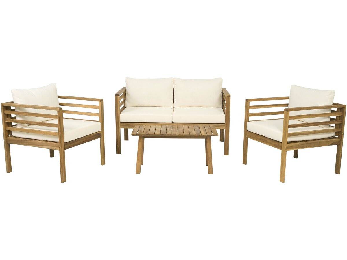 Salon De Jardin En Bois Avec Coussins Inclus "beckham" - 4 Places - Beige -habitat Et Jardin - Image 1