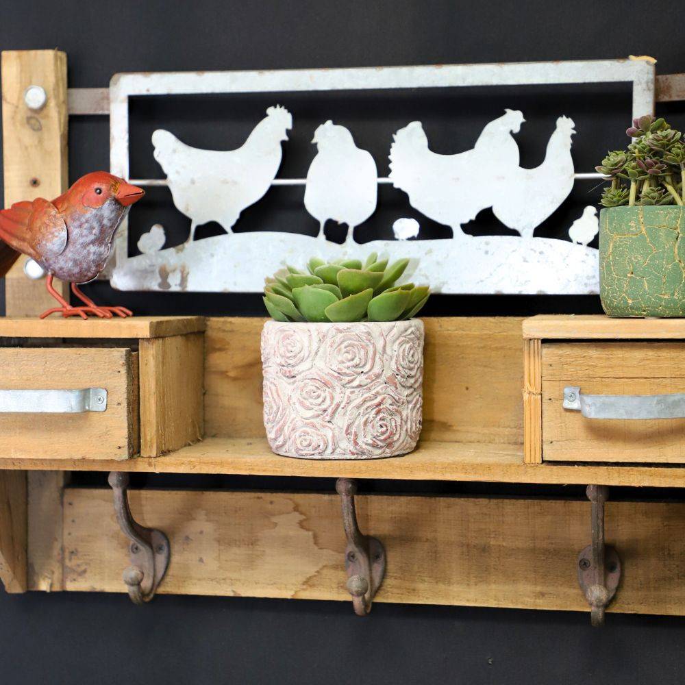 ~ Etagère murale en bois et métal marron 55 x 13 x 41 cm Chemin de campagne - Imagen 5