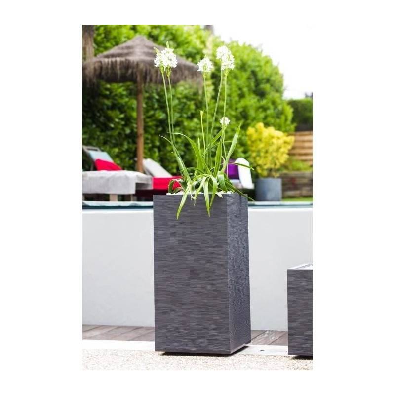 EDA Plastiques - Bac à fleurs carré Graphit anthracite H.80 cm - Image 2