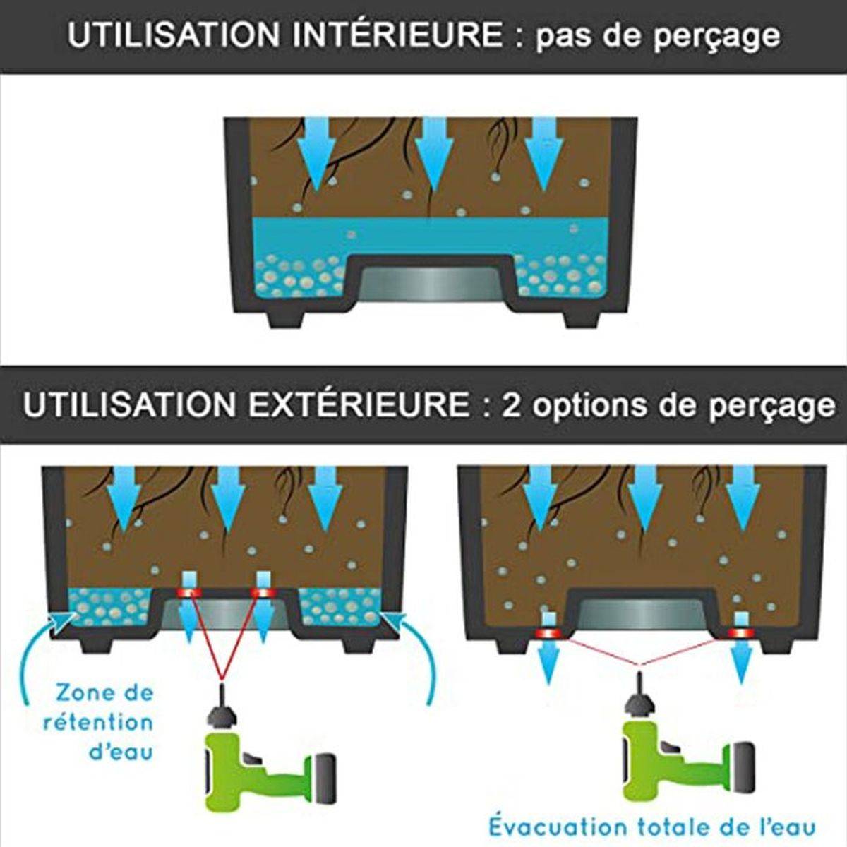 EDA Plastiques - Bac à fleurs carré Graphit anthracite H.80 cm - Image 5