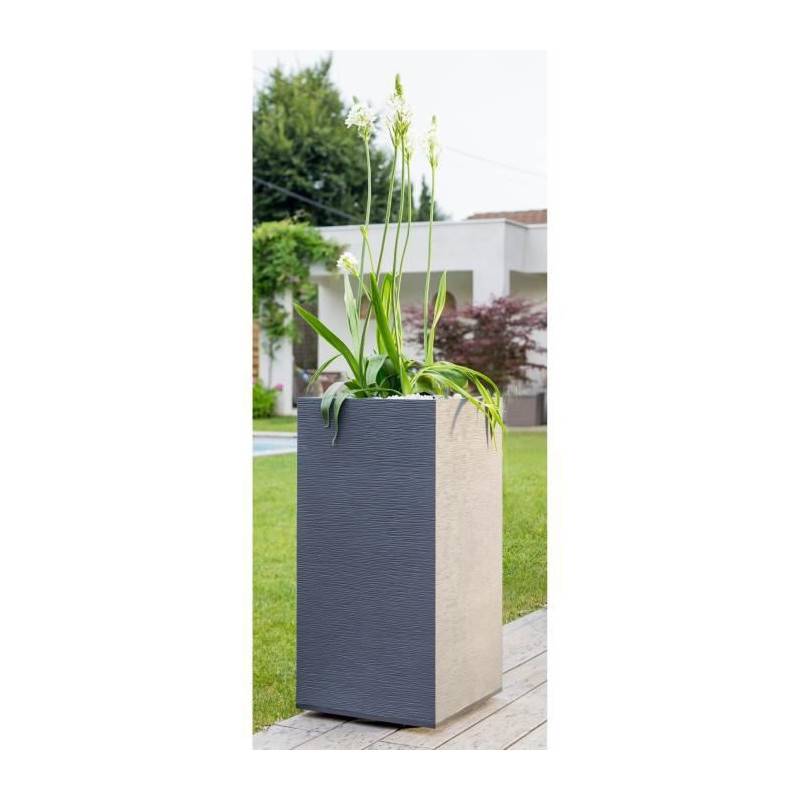 EDA Plastiques - Bac à fleurs carré Graphit anthracite H.80 cm - Image 3