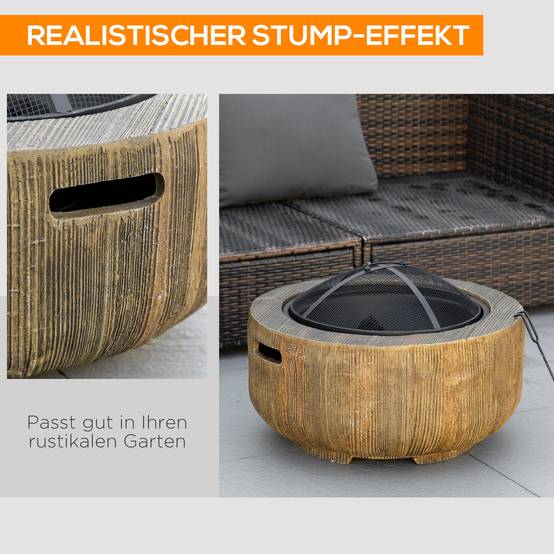 Brasero extérieur métal aspect bois jardin terrasse chauffage avec couvercle Ø61,5cm marron - ComfortXL Outdoor Living - Image 3