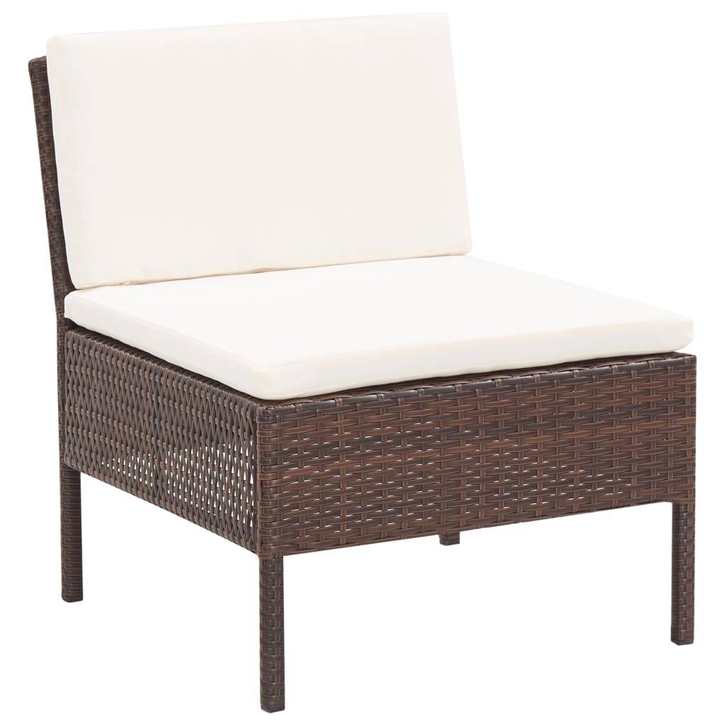 Helloshop26 - Salon de jardin meuble d'extérieur ensemble de mobilier 5 pièces avec coussins résine tressée marron - Imagen 3