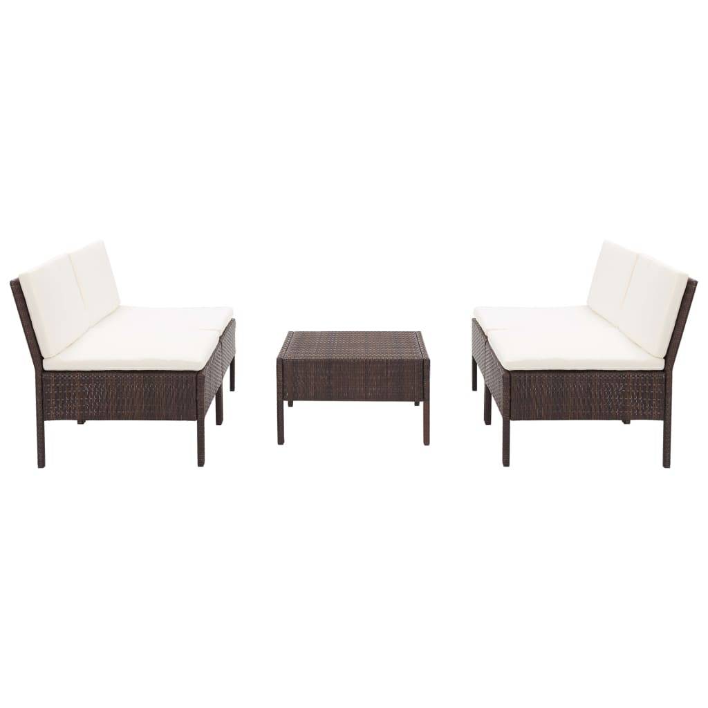 Helloshop26 - Salon de jardin meuble d'extérieur ensemble de mobilier 5 pièces avec coussins résine tressée marron - Imagen 2