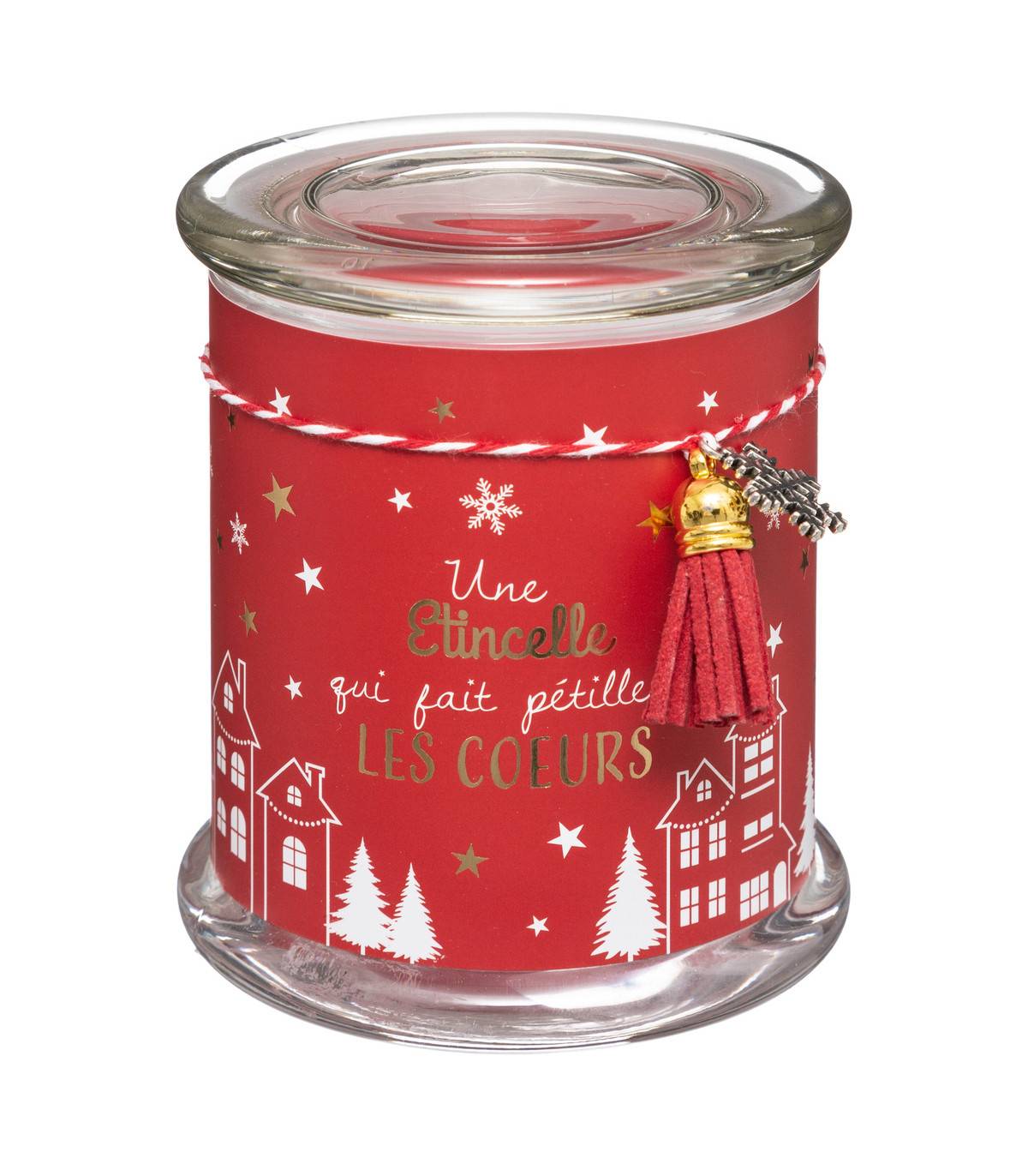 Fééric Lights & Christmas - Bougie Parfumée Pot en verre imprimé avec Déco 265 G