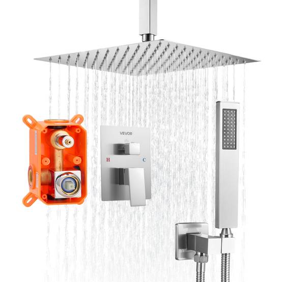 VEVOR Kit Robinet de Douche avec Douchette de Tête Carrée 30,5 cm et à Main - Image 1