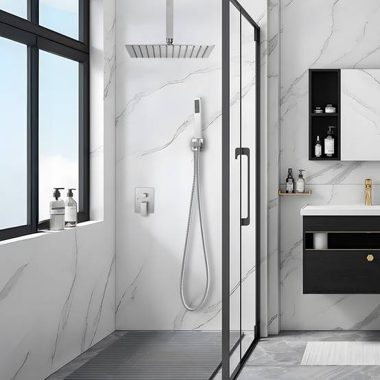 VEVOR Kit Robinet de Douche avec Douchette de Tête Carrée 30,5 cm et à Main - Image 8