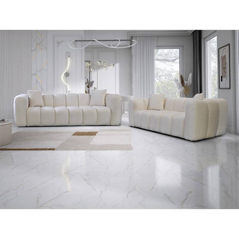 Canapé 3 places velours beige Cleo - Image 5