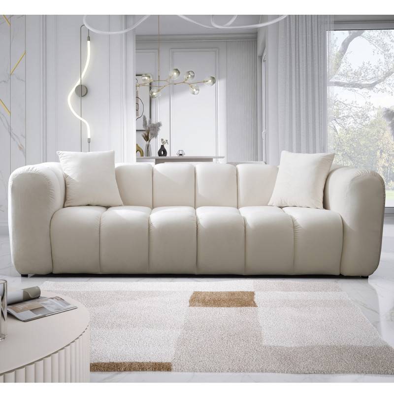 Canapé 3 places velours beige Cleo - Image 3
